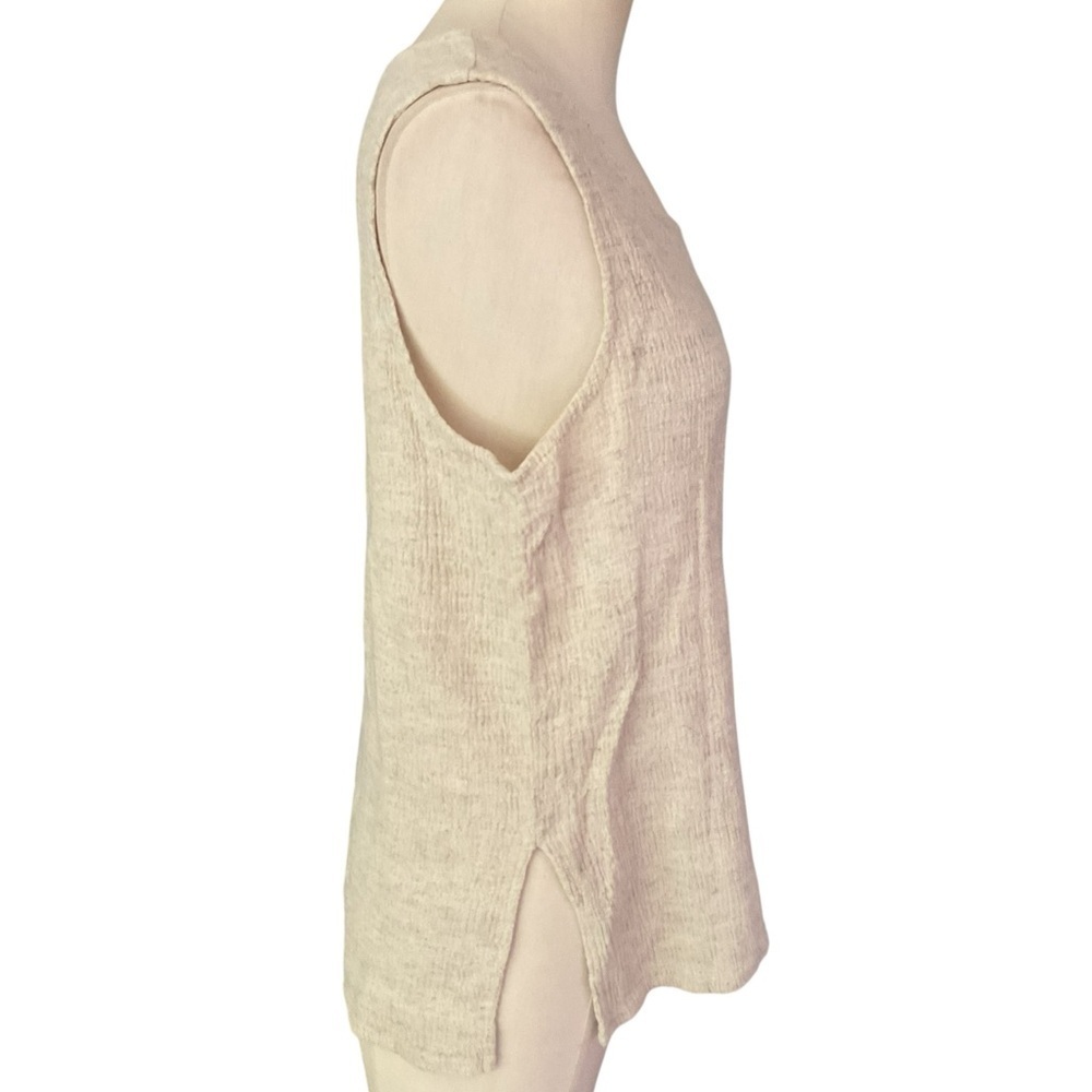 Women’s Linen Blend Sleeveless Top – Beige Neutral Tank – Size Large - Picture 3 of 6